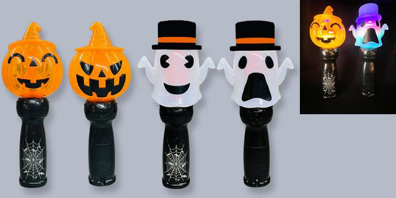 Wands Light Up Spinning Pumpkin and Ghost 10in (assorted)