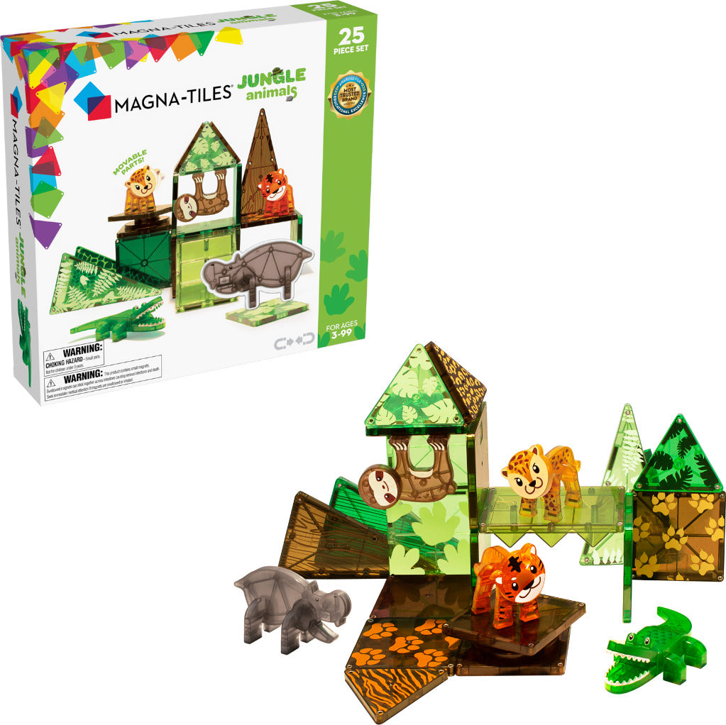 MAGNA-TILES Jungle Animals 25-Piece Magnetic Construction Set, The ORIGINAL Magnetic Building Brand