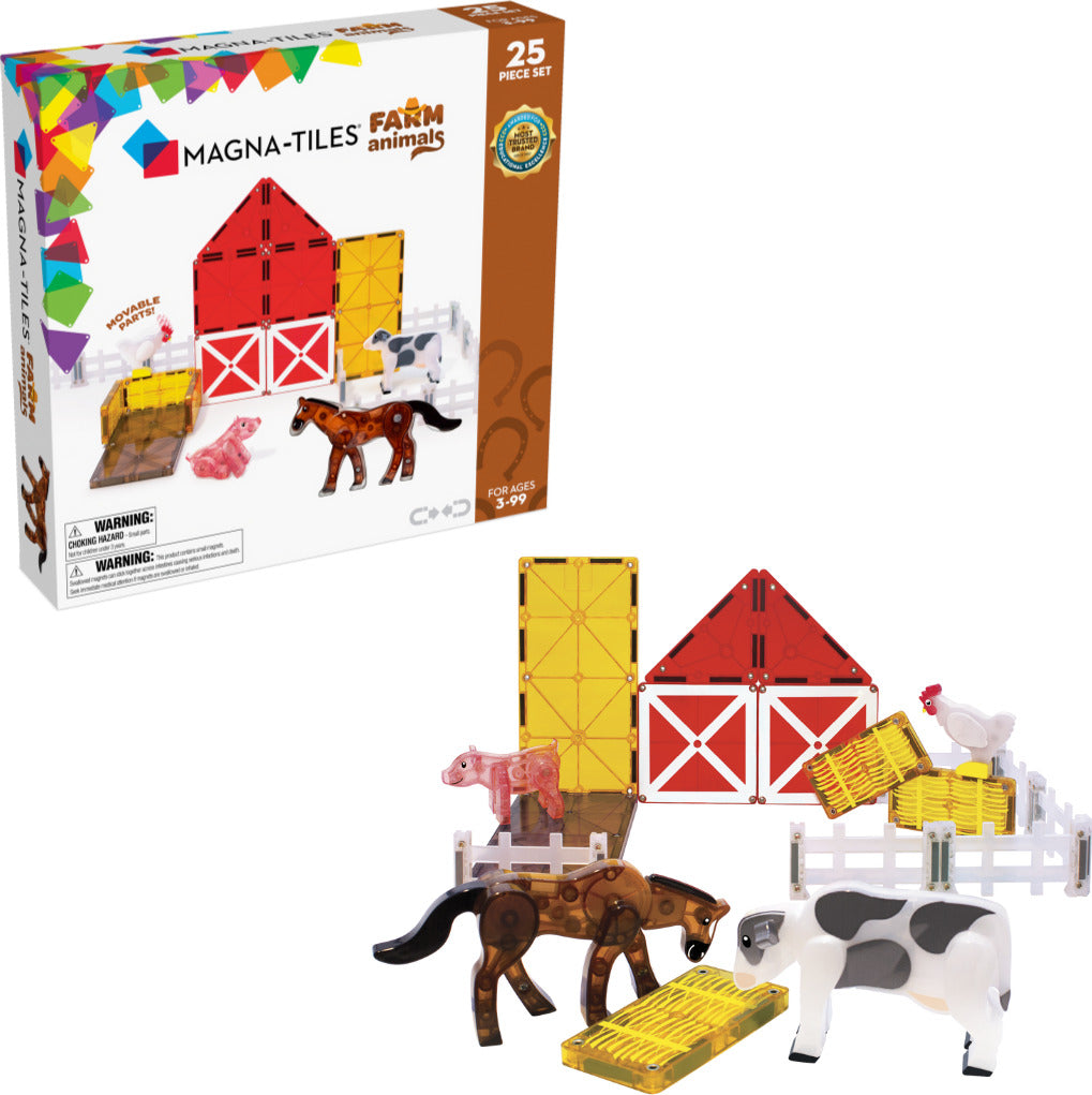 MAGNA-TILES Farm Animals 25-Piece Magnetic Construction Set, The ORIGINAL Magnetic Building Brand