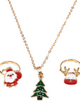 Christmas Tree Necklace with 2 Rings, 3pcs