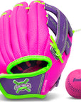 8.5 Pink/Purple Airtech Baseball Glove with Ball