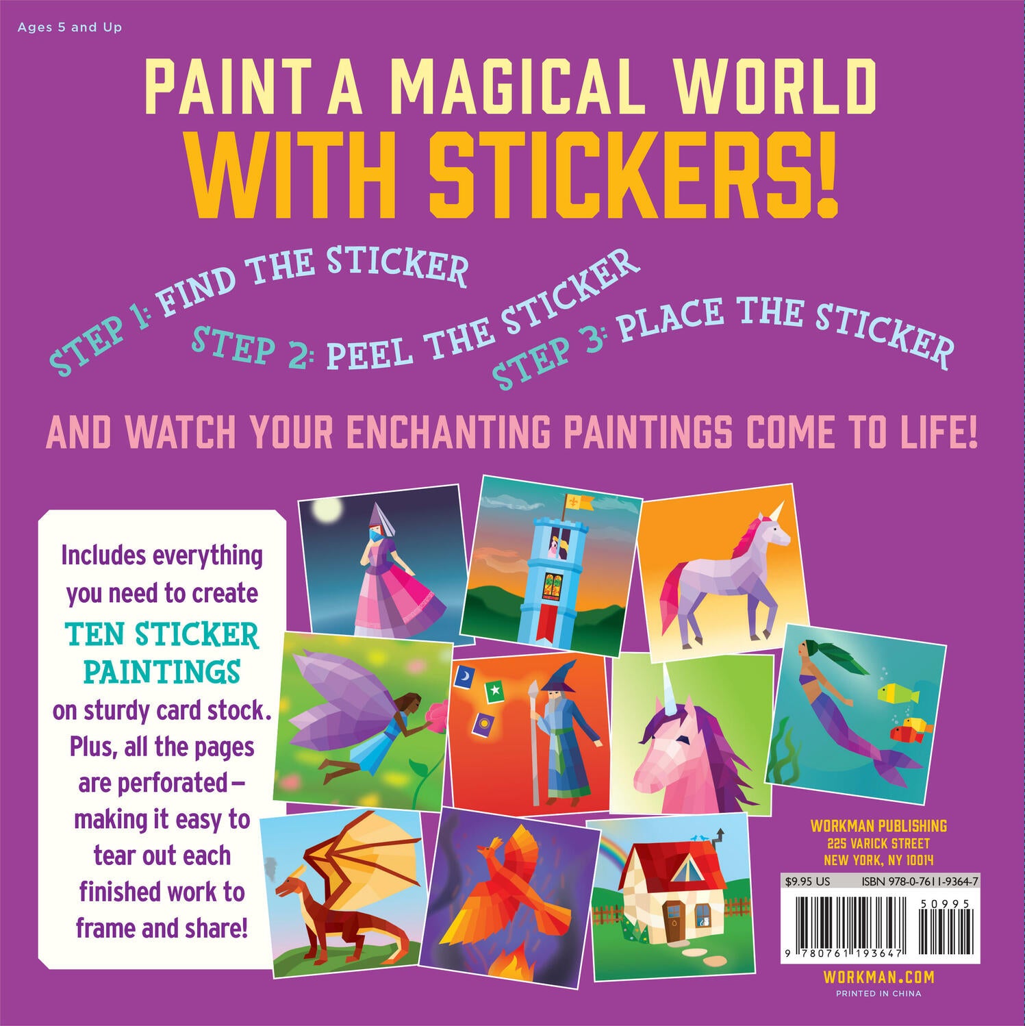 Paint by Sticker Kids: Unicorns &amp; Magic: Create 10 Pictures One Sticker at a Time! Includes Glitter Stickers