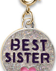 Gold Glitter Best Sister Charm