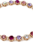 Gold Pink Multi Rhinestone Bracelet