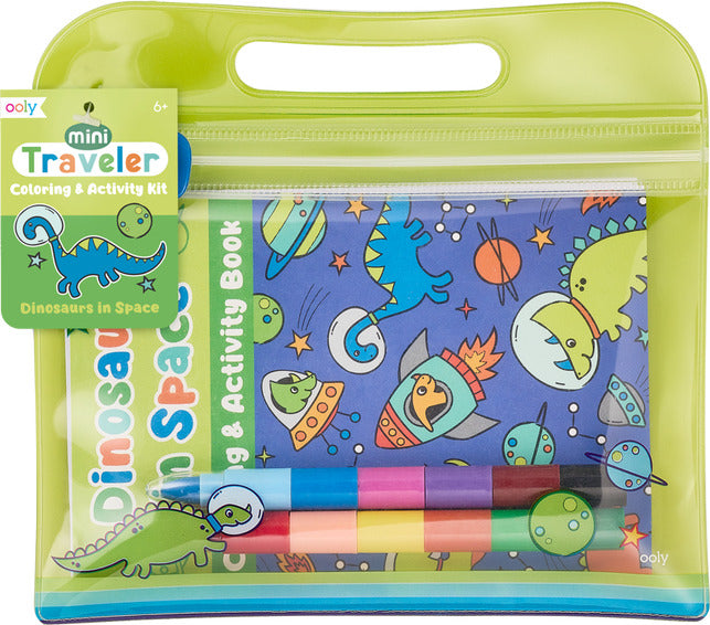 Mini Traveler Coloring + Activity Kit - Dinosaurs In Space