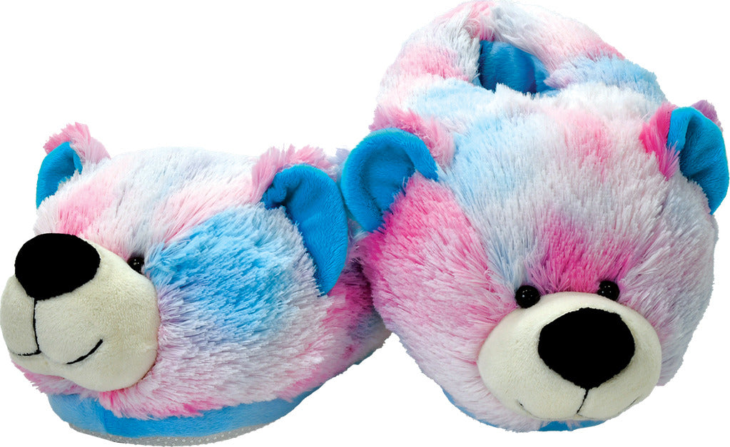Pink &amp; Blue Tie Dye Bear Slippers - Xsmall/Small