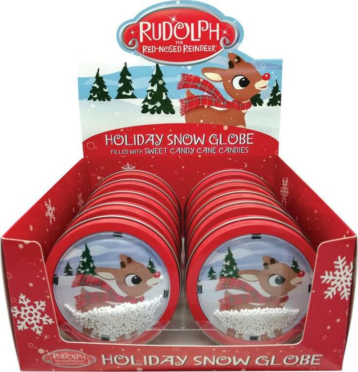 Rudolph Snow Globe Candy in Collectible Tin