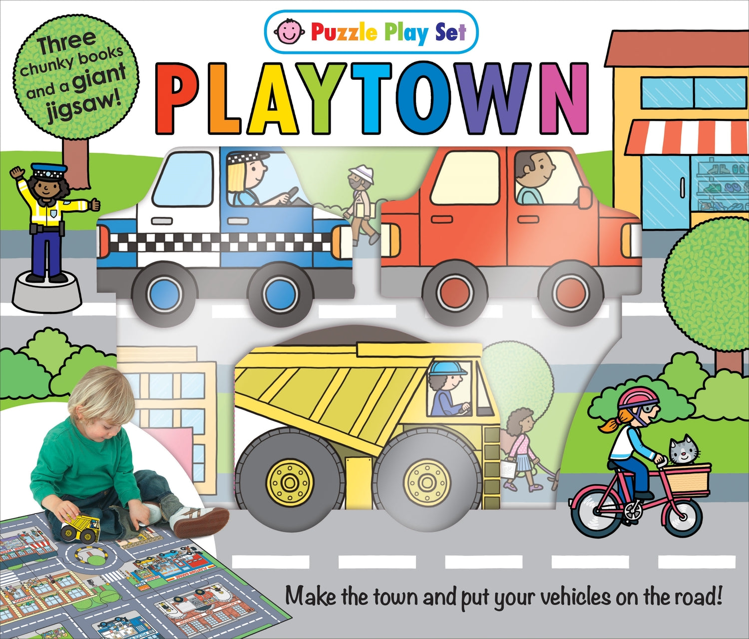 Puzzle Play Set: PLAYTOWN: Three Chunky Books and a Giant Jigsaw Puzzle!