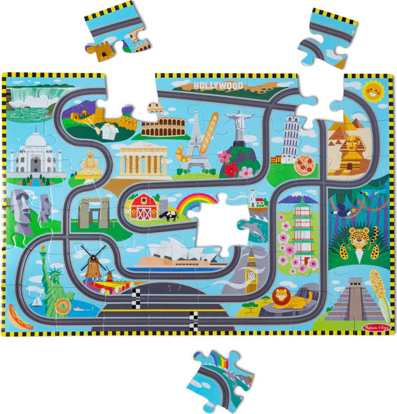 Race Track Floor Puzzle &amp; Play Set