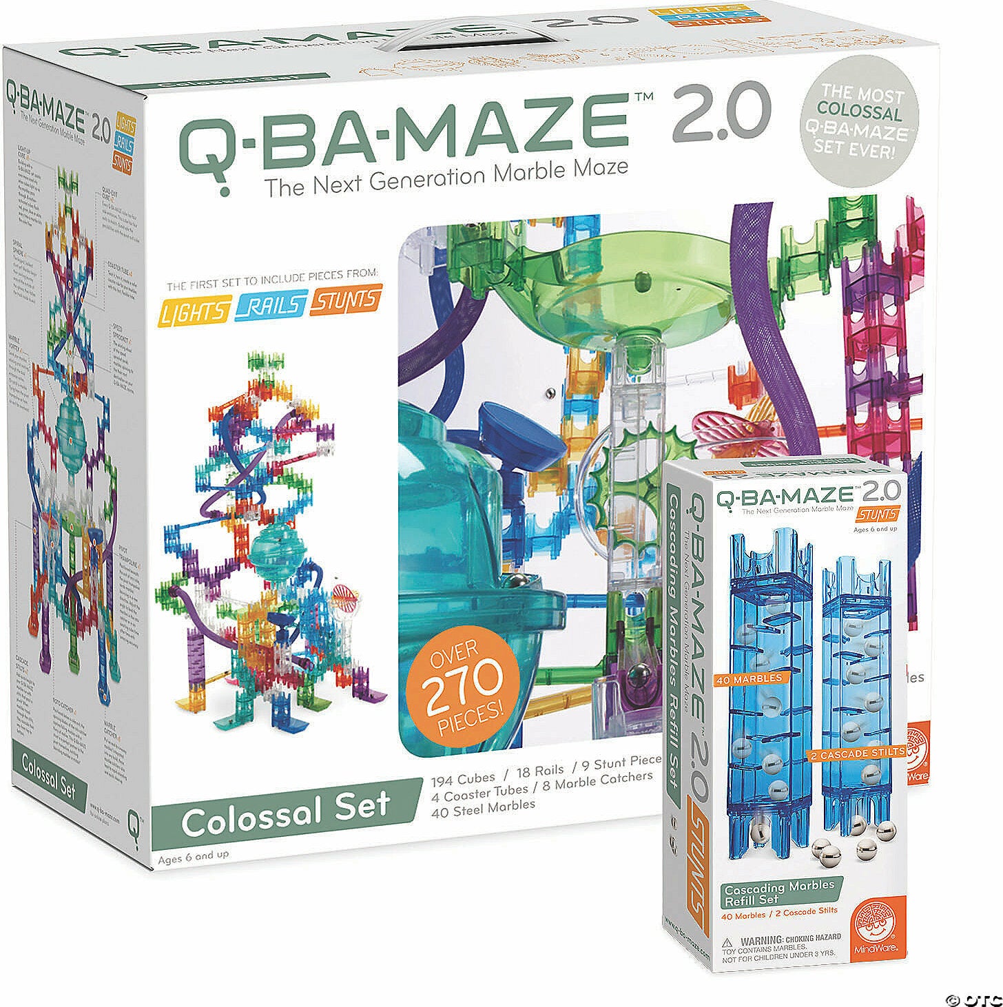 Q-BA-MAZE 2.0 Colossal Set with Light-Up Cube Pack