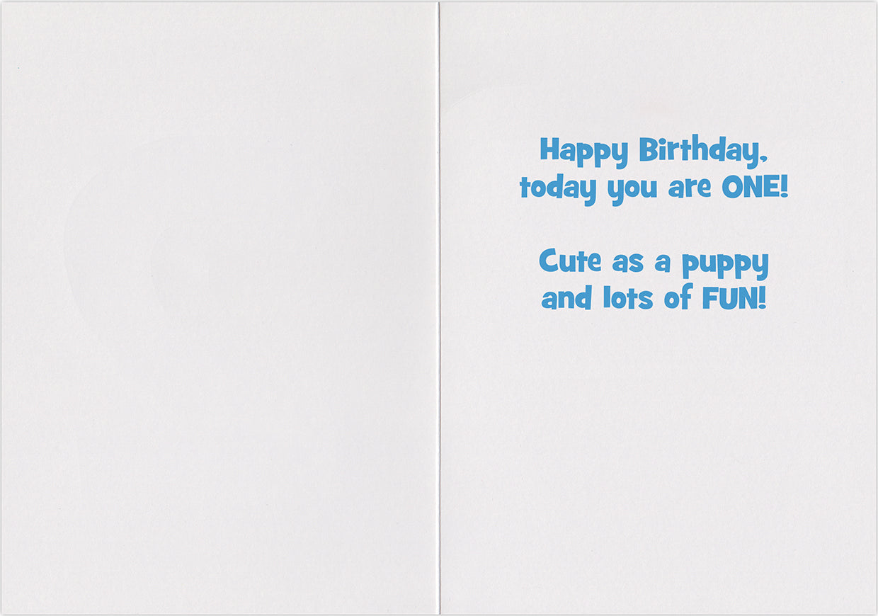Age 1 Puppy Foil Birthday Card