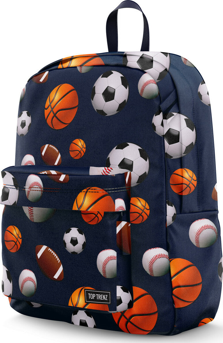 Navy Sports Canvas 2-Zipper Backpack