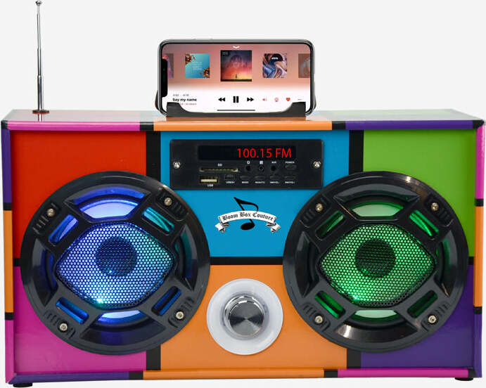 Bluetooth FM Radio W LED Speakers Retro Boom box-90's Edition