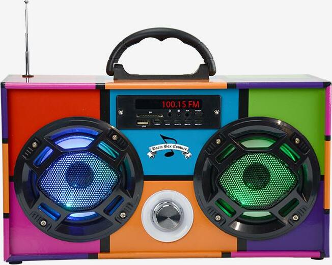 Bluetooth FM Radio W LED Speakers Retro Boom box-90&#39;s Edition
