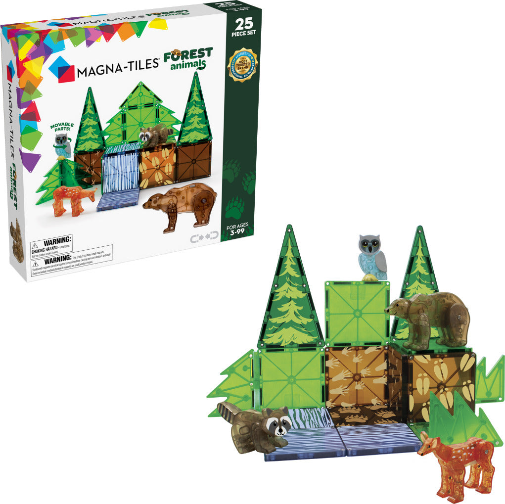 MAGNA-TILES Forest Animals 25-Piece Magnetic Construction Set, The ORIGINAL Magnetic Building Brand