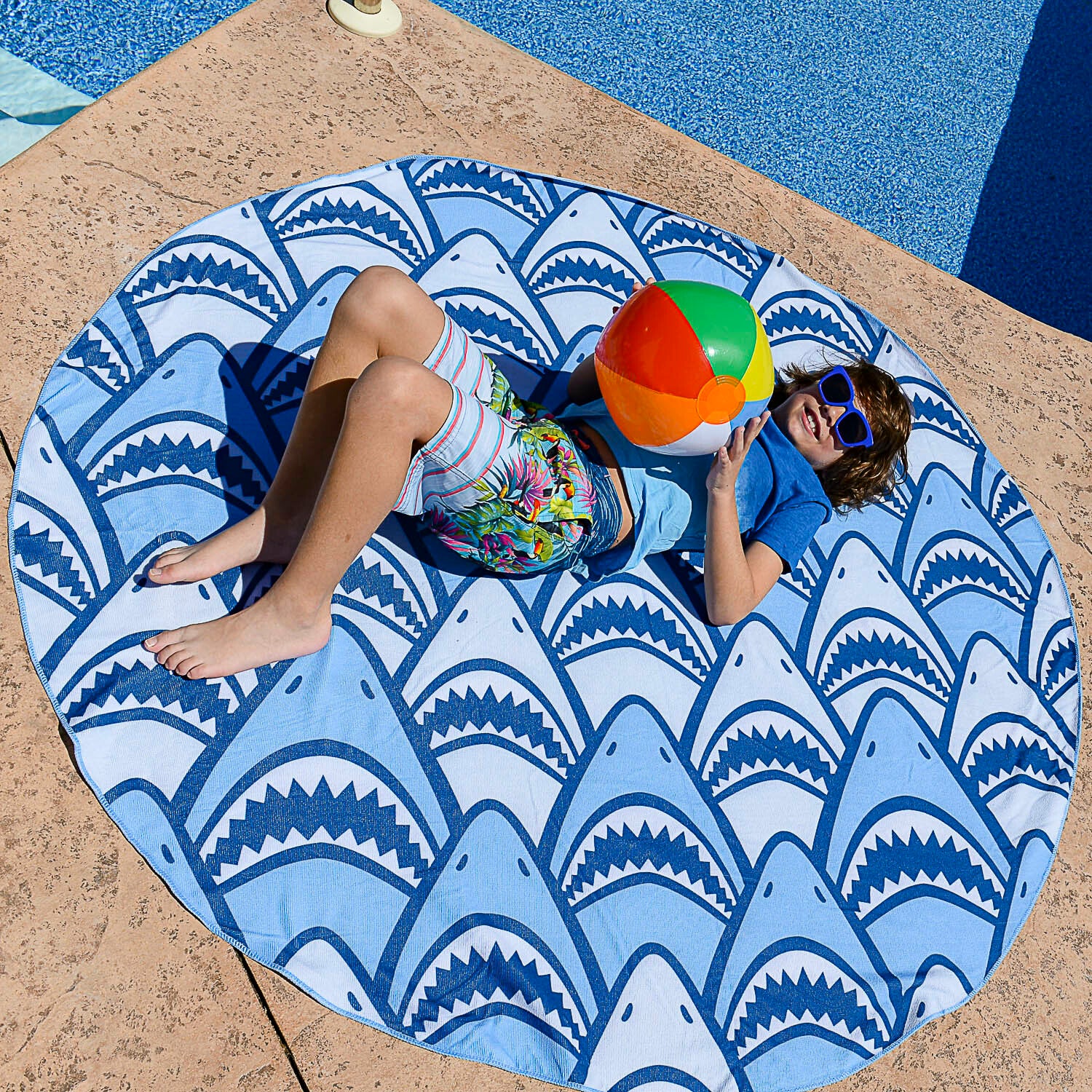 Shark Frenzy - Watchitude Large Round Towel